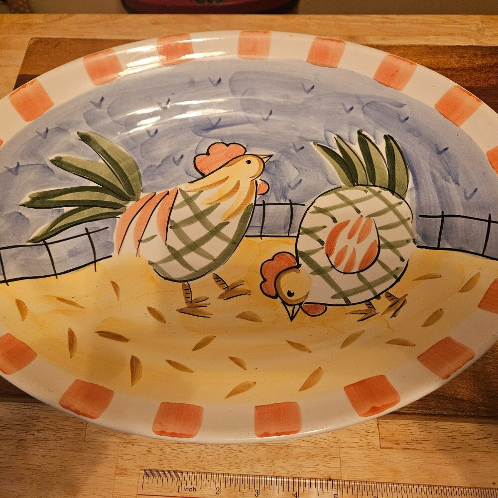hand painted chicken serving plate bella touch of farmhouse